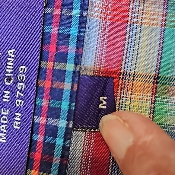 ALAN FLUSSER mens blue plaid‎ long sleeve shirt. Contrast colar and cuff … - Picture 11 of 11